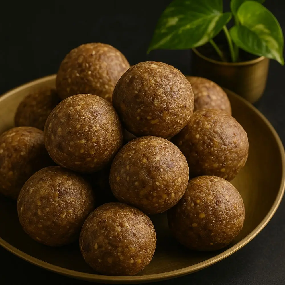 Biotin laddu placed on a elegant plate