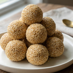 Homemade nuvvula laddu (sesame seed sweet) freshly made strength balls