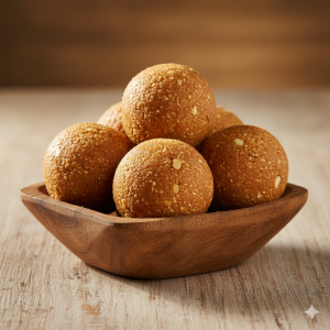 Homemade palli bellam laddu (peanut jaggery sweet) freshly made protein balls